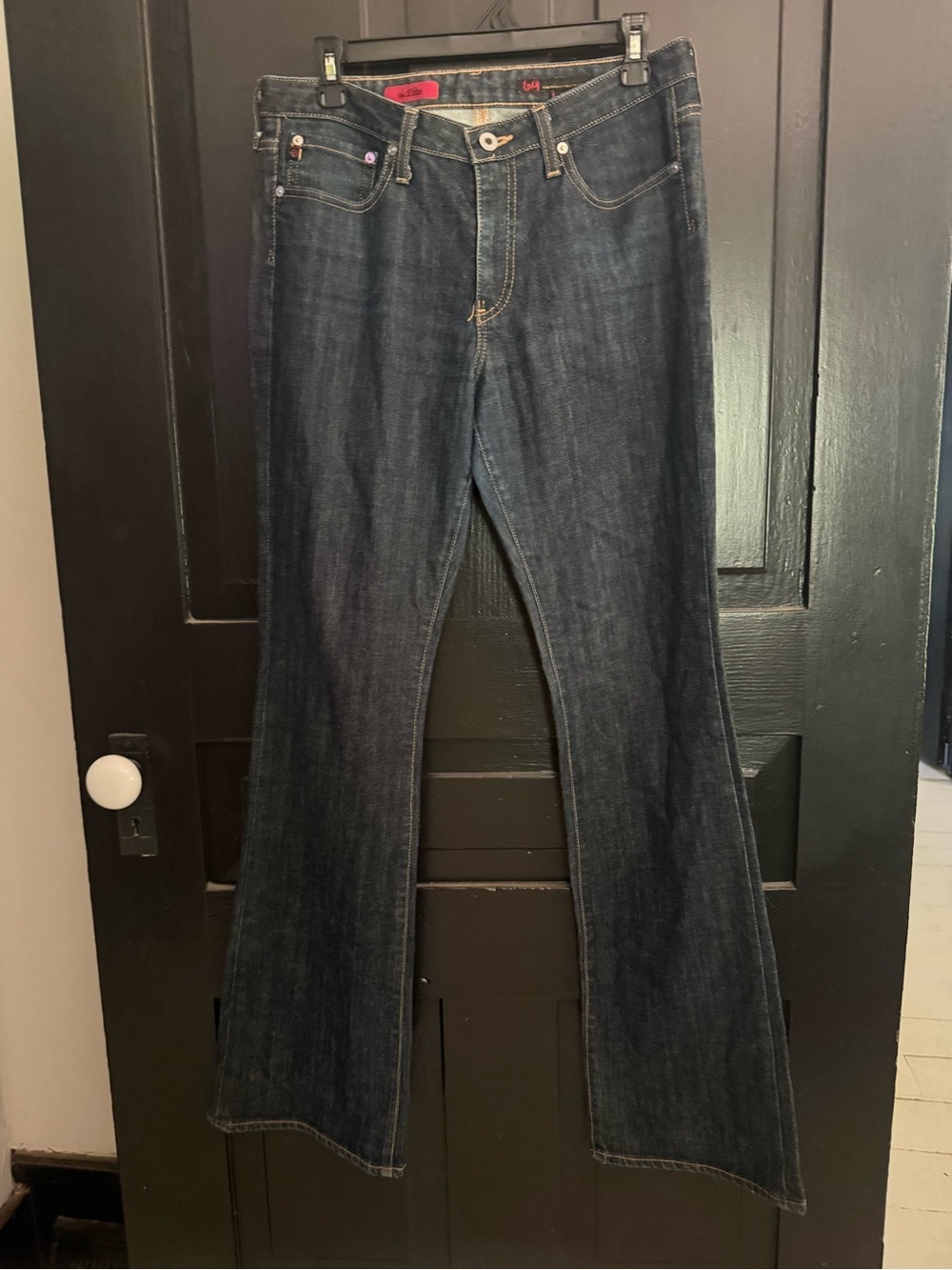 Ag Adriano Goldschmied Indigo Denim Jeans with Red Tag Trim